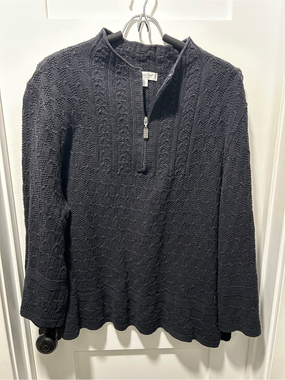 Coldwater Creek Black Cable-Knit Half Zip Pullover